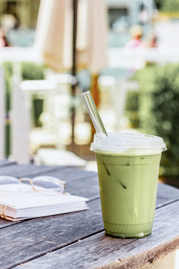 a green drink is shown