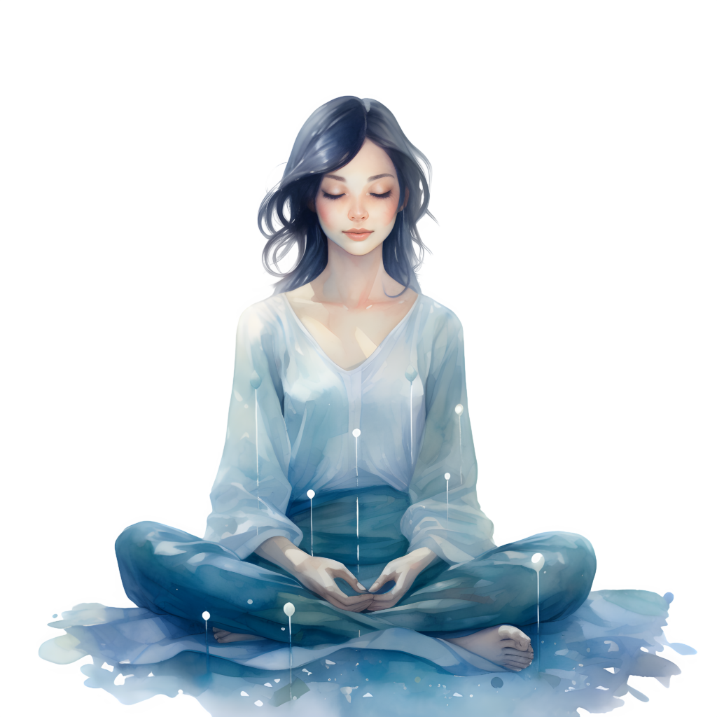 an illustration of a woman experiencing the benefits of mindfulness and meditation