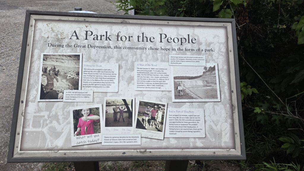 Cleburne State Park Sign:  A Park for the People Who Chose Hope.